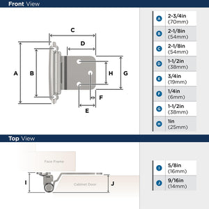 Amerock Cabinet Hinge Variable Overlay Hinge with Reverse Bevel Polished Chrome 2 Pack Self-Closing Hinge Face Mount Hinge Cabinet Door Hinge