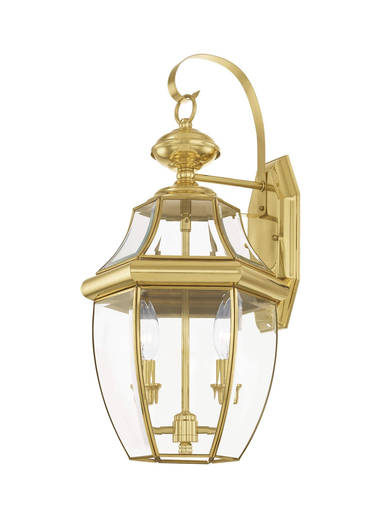Livex Lighting 2251-91 Monterey 2 Light Outdoor Brushed Nickel Finish Solid Brass Wall Lantern with Clear Beveled Glass