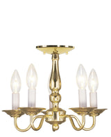 Livex Lighting 5011-02 Williamsburg 5-Light Convertible Hanging Lantern/Ceiling Mount, Polished Brass