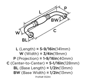 Amerock Cabinet Pull Satin Nickel 5-1/16 inch (128 mm) Center to Center Granby 1 Pack Drawer Pull Drawer Handle Cabinet Hardware