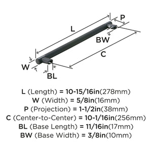 Amerock Kitchen Cabinet Pull Black Bronze 10-1/16 in (256 mm) Center-to-Center Bronx 1 Pack Furniture Hardware Cabinet Handle Bathroom Drawer Pull