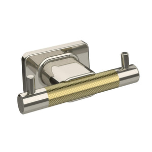 Amerock BA26613PNBBZ Polished Nickel/Golden Champagne Double Robe Hook 4-1/2 in. (114 mm) Length Towel Holder Esquire Towel Hook for Bathroom Bathroom Hardware Bath Accessories