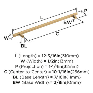 Amerock Cabinet Pull Champagne Bronze 10-1/16 inch (256 mm) Center-to-Center Caliber 1 Pack Drawer Pull Cabinet Handle Cabinet Hardware