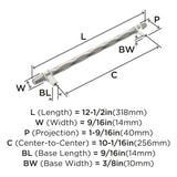 Amerock Cabinet Pull Satin Nickel/Polished Chrome 10-1/16 inch (256 mm) Center-to-Center London 1 Pack Drawer Pull Drawer Handle Cabinet Hardware