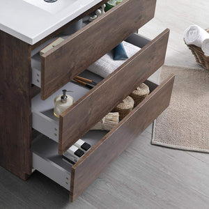 Fresca FVN9336RW Fresca Lazzaro 36" Rosewood Free Standing Modern Bathroom Vanity w/ Medicine Cabinet