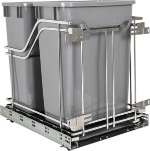 Hardware Resources SWS-MBMD35GPC Double 35 Quart Polished Chrome STORAGE WITH STYLE® Metal Soft-close Trashcan Pullout