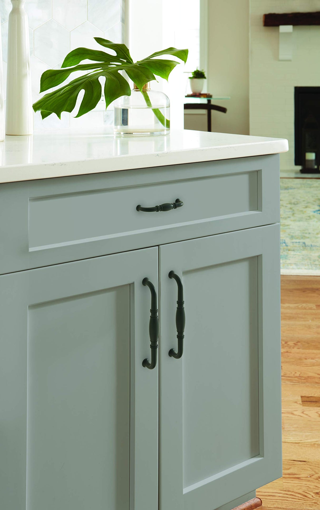 Amerock Cabinet Pull Matte Black 6-5/16 inch (160 mm) Center-to-Center Granby 1 Pack Drawer Pull Drawer Handle Cabinet Hardware