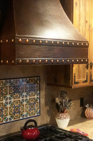 36 Inch 1250 CFM Hammered Copper Wall Mounted Correa Range Hood with Slim Baffle Filters