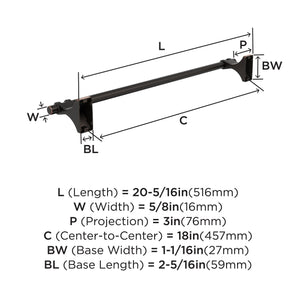 Amerock BH36053ORB Oil Rubbed Bronze Towel Bar 18 in (457 mm) Towel Rack Davenport Bathroom Towel Holder Bathroom Hardware Bath Accessories
