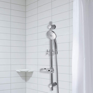 PULSE ShowerSpas 1010-CH Adjustable Slide Bar for Hand Shower with Wire Basket Soap Dish, Polished Chrome
