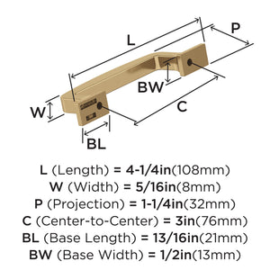 Amerock Cabinet Pull Champagne Bronze 3 in (76 mm) Center-to-Center Drawer Pull Westerly Kitchen and Bath Hardware Furniture Hardware