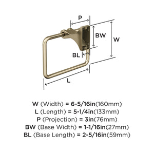 Amerock BH36052BBZ Golden Champagne Towel Ring 5-1/4 in (133 mm) Length Towel Holder Davenport Hand Towel Holder for Bathroom Wall Small Kitchen Towel Holder Bath Accessories