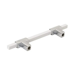 Amerock Cabinet Pull Polished Chrome/White 3-3/4 inch (96 mm) Center to Center Urbanite 1 Pack Drawer Pull Drawer Handle Cabinet Hardware