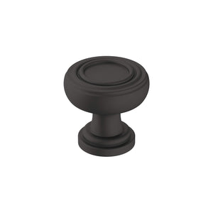 Amerock Cabinet Knob Matte Black 1-1/8 inch (29 mm) Diameter Ville 1 Pack Drawer Knob Cabinet Hardware