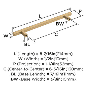 Amerock Cabinet Pull Champagne Bronze 6-5/16 inch (160 mm) Center-to-Center Caliber 1 Pack Drawer Pull Cabinet Handle Cabinet Hardware