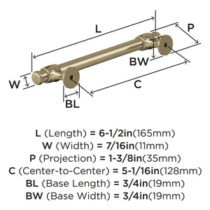 Amerock Cabinet Pull Golden Champagne 5-1/16 in (128 mm) Center-to-Center Drawer Pull Winsome Kitchen and Bath Hardware Furniture Hardware