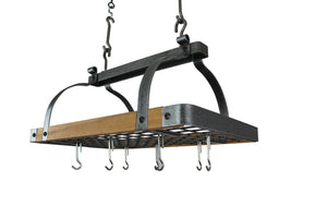 Enclume SPR2-30 HS TW Signature 30" Rectangle Ceiling Pot Rack w/ 24 Hooks HS/Tigerwood