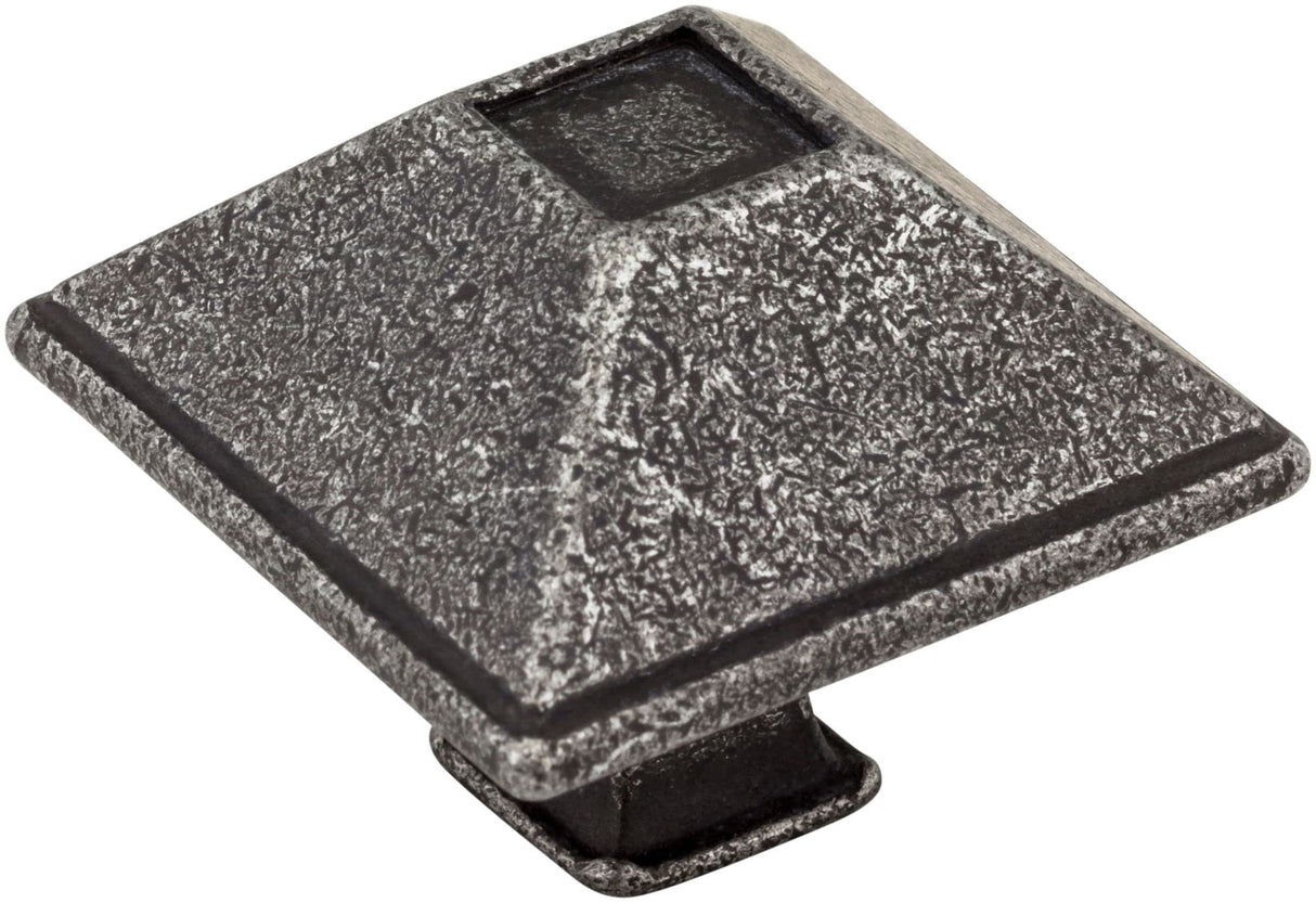 Jeffrey Alexander 602SIM 1-1/2" Overall Length Distressed Antique Silver Square Tahoe Cabinet Knob
