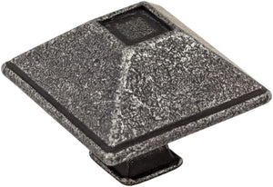 Jeffrey Alexander 602SIM 1-1/2" Overall Length Distressed Antique Silver Square Tahoe Cabinet Knob