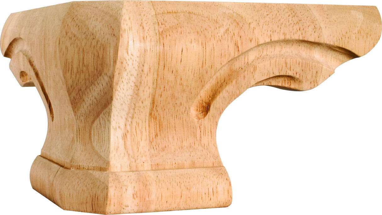 Hardware Resources PFC-OK 6-3/4" W x 6-3/4" D x 4" H Oak Rounded Corner Pedestal Foot