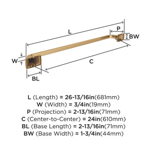 Amerock BH36014CZ Champagne Bronze Towel Bar 24 in (610 mm) Towel Rack Highland Ridge Bathroom Towel Holder Bathroom Hardware Bath Accessories