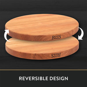 John Boos CHY-R18 Large Cherry Wood Cutting Board for Kitchen Prep 18 Inches Diameter, 1.5 Thick Reversible End Grain Round Charcuterie Block 18DIAX1.5 CHY-EDGE GR-REV-BRANDED