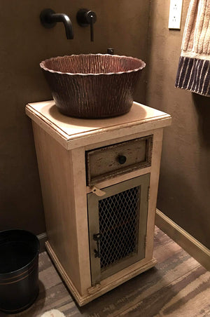 Premier Copper Products PVRTRDB 14.5-Inch Forest Vessel Hammered Copper Sink