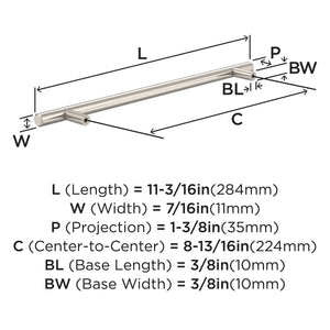 Amerock BP40521CSG9 Sterling Nickel Cabinet Pull 8-13/16 inch (224mm) Center-to-Center Cabinet Hardware Bar Pulls Furniture Hardware Drawer Pull