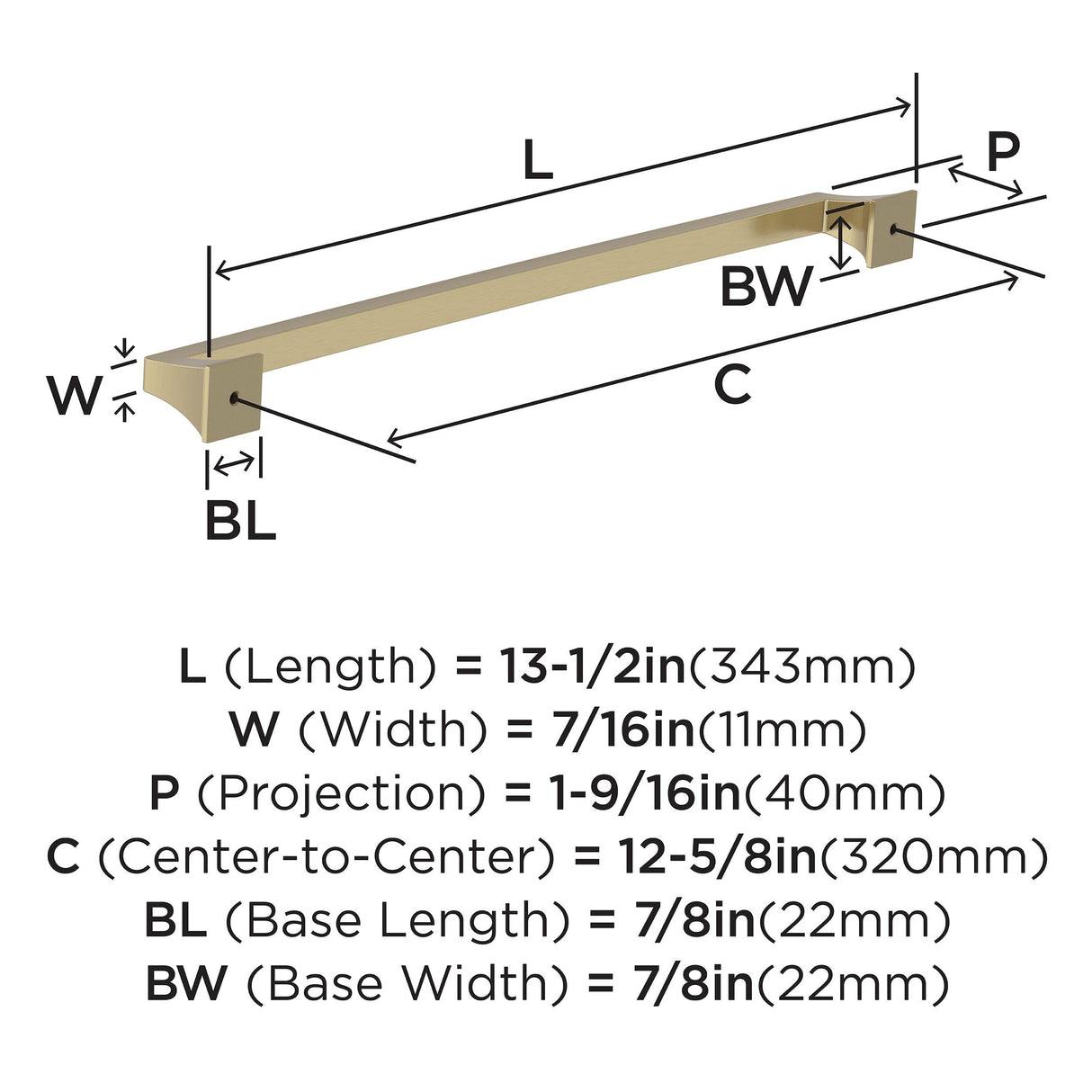 Amerock BP53537BBZ Golden Champagne Cabinet Pull 12-5/8 in (320 mm) Center-to-Center Cabinet Handle Mulholland Drawer Pull Kitchen Cabinet Handle Furniture Hardware