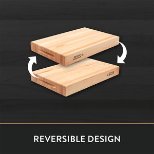John Boos RA01 Maple Wood Cutting Board for Kitchen Prep 18 Inches x 12 Inches, 2.25 Thick Reversible End Grain Rectangular Charcuterie Block 18X12X2.25 MPL-EDGE GR-REV-GRIPS-
