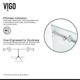 VIGO Adjustable 56 - 60 in. W x 66 in. H Frameless Sliding Rectangle Tub Door with Clear Tempered Glass and Stainless Steel Hardware in Stainless Steel Finish with Reversible Handle - VG6041STCL6066