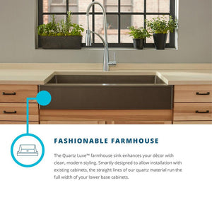 Elkay ELXUFP3620RT0 Quartz Luxe Single Bowl Farmhouse Sink with Perfect Drain, Ricotta