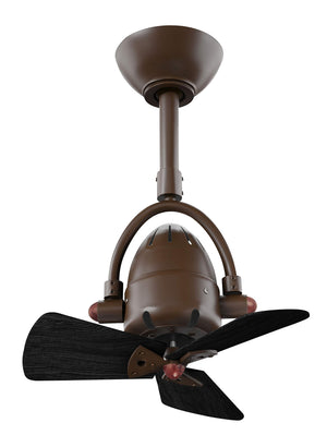 Matthews Fan DI-TB-WDBK Diane oscillating ceiling fan in Textured Bronze finish with solid matte black wood blades.