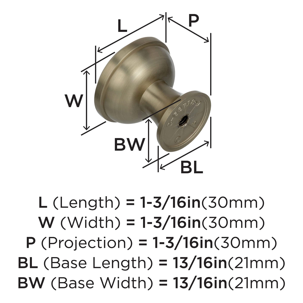 Amerock Cabinet Knob Golden Champagne 1-3/16 inch (30 mm) Diameter Westerly 1 Pack Drawer Knob Cabinet Hardware