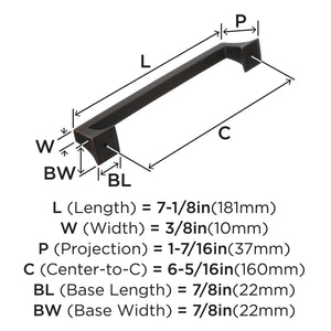 Amerock Cabinet Pull Oil Rubbed Bronze 6-5/16 inch (160 mm) Center to Center Mulholland 1 Pack Drawer Pull Drawer Handle Cabinet Hardware