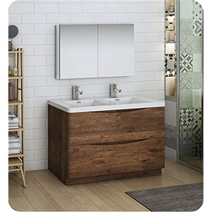 Fresca FVN9148RW-D Fresca Tuscany 48" Rosewood Free Standing Double Sink Modern Bathroom Vanity w/ Medicine Cabinet