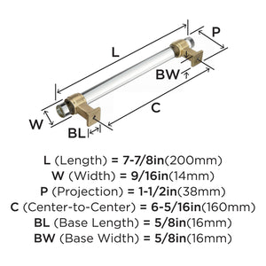 Amerock Cabinet Pull Clear/Golden Champagne 6-5/16 inch (160 mm) Center to Center Glacio 1 Pack Drawer Pull Drawer Handle Cabinet Hardware