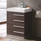 Fresca FCB8024WH-I Fresca Livello 24" White Modern Bathroom Cabinet w/ Integrated Sink