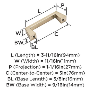 Amerock Cabinet Pull Champagne Bronze 3 inch (76 mm) Center to Center Blackrock 1 Pack Drawer Pull Drawer Handle Cabinet Hardware
