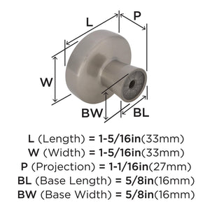 Amerock Cabinet Knob Satin Nickel 1-5/16 inch (33 mm) Diameter Blackrock 1 Pack Drawer Knob Cabinet Hardware
