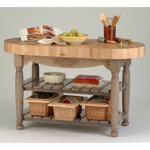 John Boos CU-HAR60-UG Harvest Table Kitchen Island (Useful Gray Stain) (36"H x 60"W 30"D)