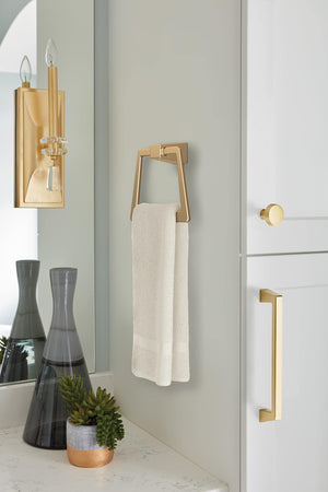 Amerock BH36002CZ Champagne Bronze Towel Ring 6-13/16 in (173 mm) Length Towel Holder Blackrock Hand Towel Holder for Bathroom Wall Small Kitchen Towel Holder Bath Accessories