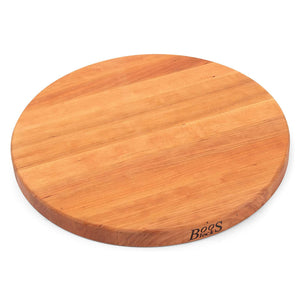 John Boos CHY-R18 Large Cherry Wood Cutting Board for Kitchen Prep 18 Inches Diameter, 1.5 Thick Reversible End Grain Round Charcuterie Block 18DIAX1.5 CHY-EDGE GR-REV-BRANDED