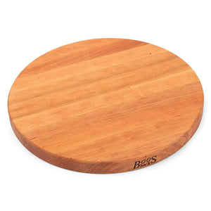 John Boos CHY-R18 Large Cherry Wood Cutting Board for Kitchen Prep 18 Inches Diameter, 1.5 Thick Reversible End Grain Round Charcuterie Block 18DIAX1.5 CHY-EDGE GR-REV-BRANDED