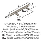 Amerock Cabinet Pull Sterling Nickel 3 inch (76 mm) Center to Center Bar Pulls 5 Pack Drawer Pull Drawer Handle Cabinet Hardware