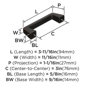 Amerock Cabinet Pull Oil Rubbed Bronze 3 inch (76 mm) Center to Center Blackrock 1 Pack Drawer Pull Drawer Handle Cabinet Hardware