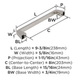 Amerock Appliance Pull Polished Nickel 8 inch (203 mm) Center to Center Blackrock 1 Pack Drawer Pull Drawer Handle Cabinet Hardware