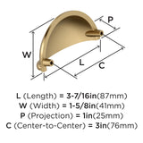 Amerock BP53010CZ Champagne Bronze Cabinet Cup Pull 3 inch (76mm) Center-to-Center Cabinet Hardware Cup Pulls Furniture Hardware Drawer Pull