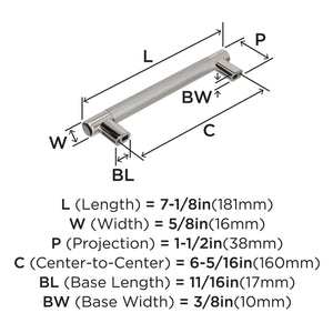 Amerock Cabinet Pull Polished Nickel/Stainless Steel 6-5/16 inch (160 mm) Center to Center Esquire 1 Pack Drawer Pull Drawer Handle Cabinet Hardware