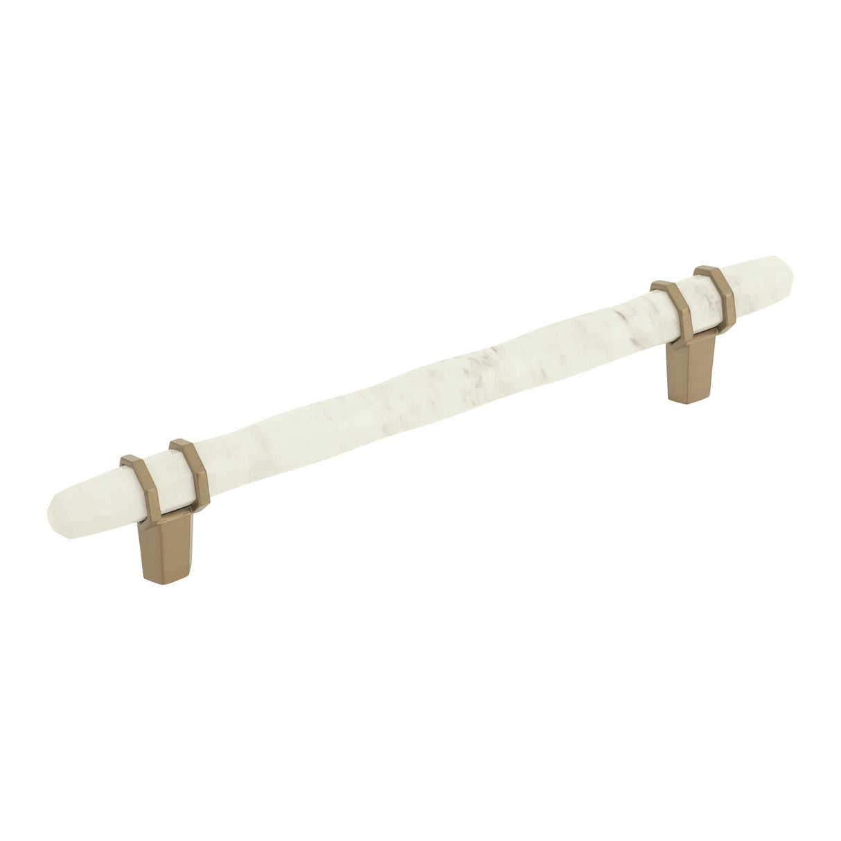 Amerock Cabinet Pull Marble White/Golden Champagne  6-5/16 inch (160 mm) Center to Center Carrione 1 Pack Drawer Pull Drawer Handle Cabinet Hardware